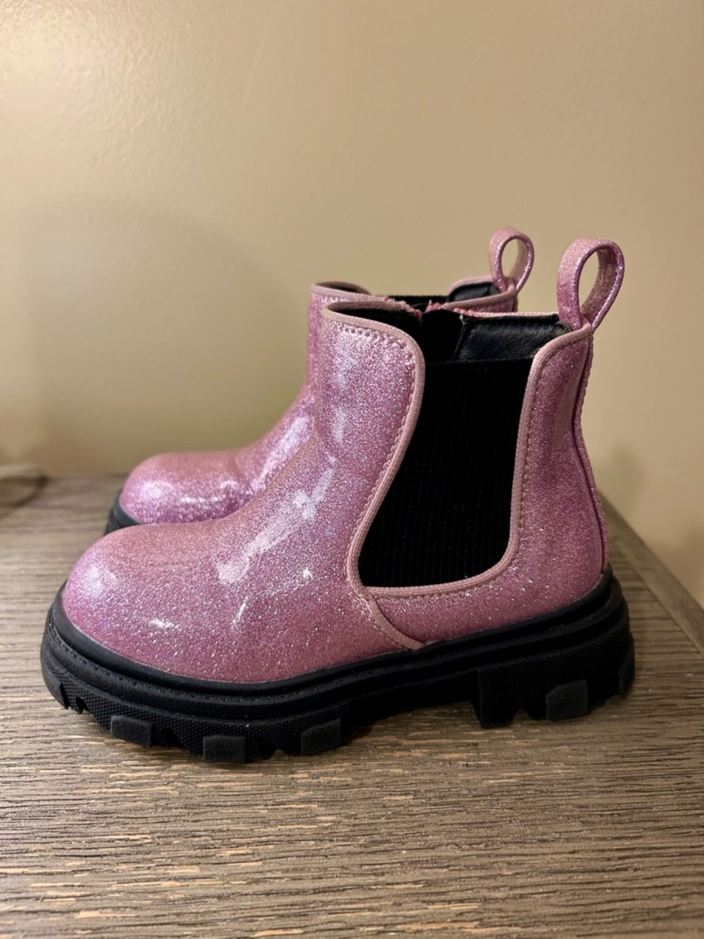 Kids Glitter Pink Chelsea Boots